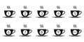 Coffee loyalty card concept with coffee cup icons. Buy 9 cups and get 1 for free. Cafe beverage promotion design template. Vector Royalty Free Stock Photo